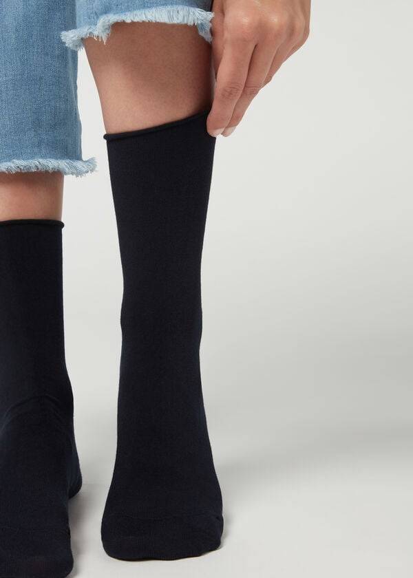 Calcetines Calzedonia Ankle with Cashmere Corta Mujer Azules | MX1848TV