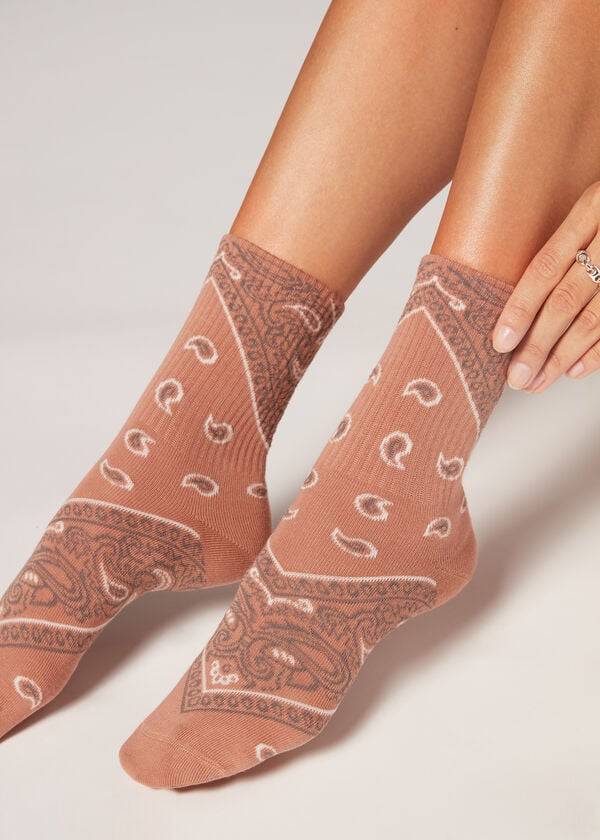 Calcetines Calzedonia Bandana Pattern Corta Mujer Beige | MX1843MA