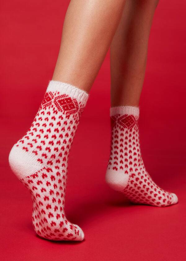 Calcetines Calzedonia Christmas Soft Corta Mujer Blancos | MX1814VD