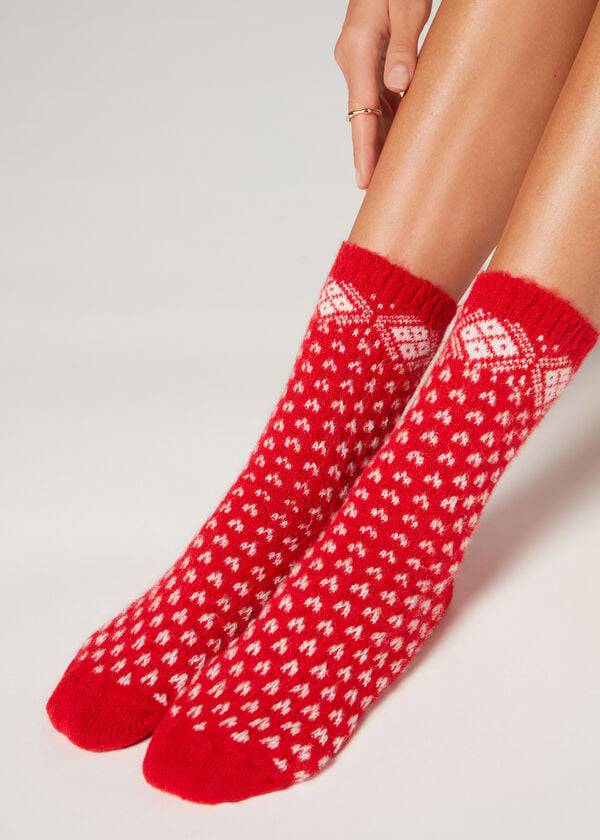 Calcetines Calzedonia Christmas Soft Corta Mujer Rojos | MX1816NB