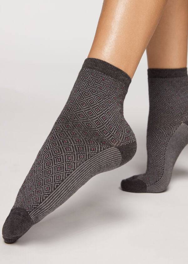 Calcetines Calzedonia Corta Patterned Mujer Grises | MX1683CE