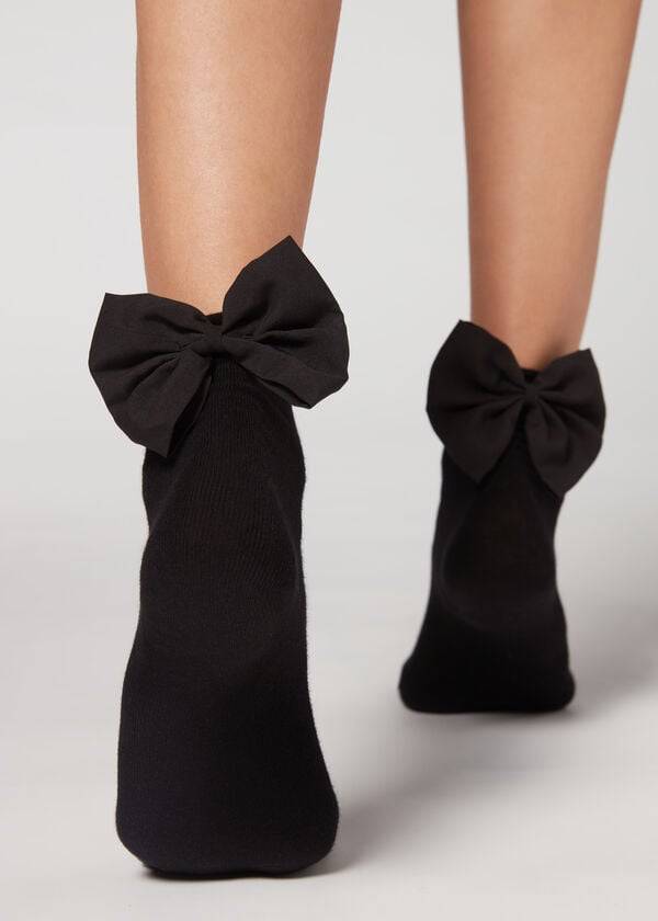 Calcetines Calzedonia Corta with Bow Mujer Negros | MX1670OR