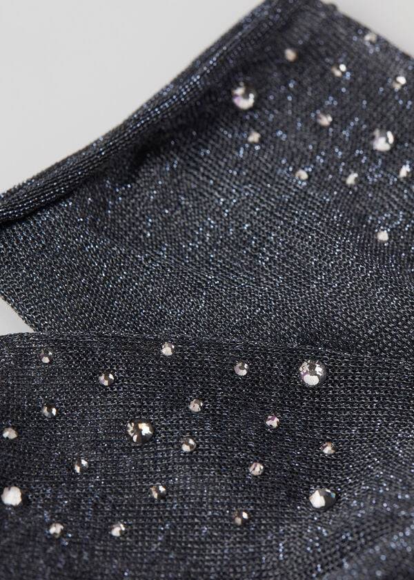 Calcetines Calzedonia Corta with Glitter and Crystals Mujer Negros | MX1662QZ