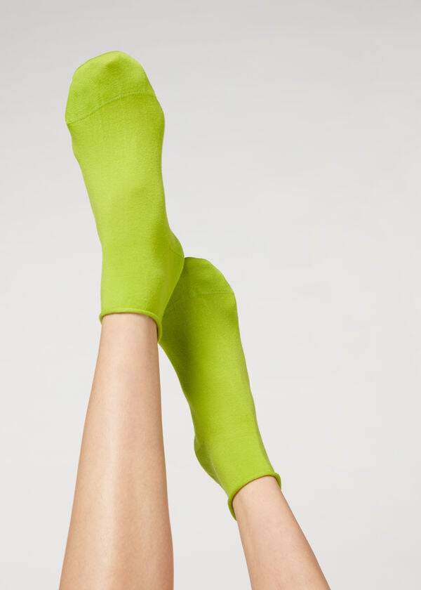 Calcetines Calzedonia Cuffless Corta in Algodon Mujer Verdes | MX1798UT