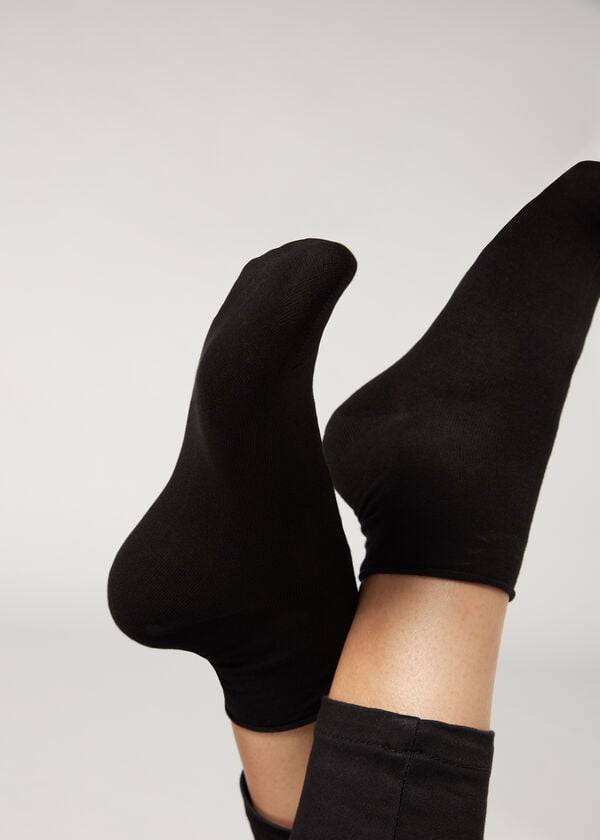 Calcetines Calzedonia Cuffless Corta in Algodon Mujer Negros | MX1802AP