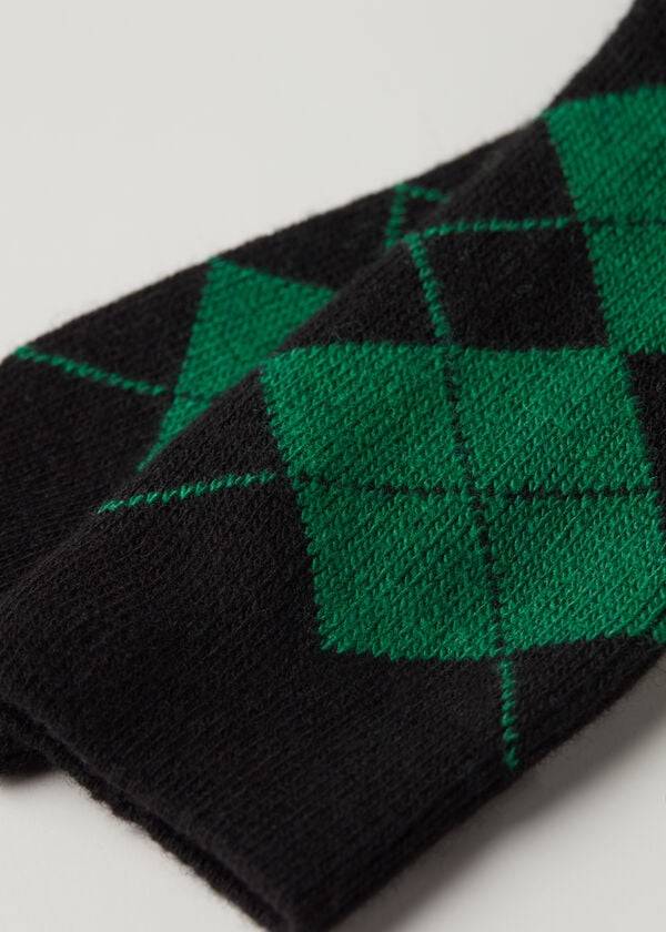 Calcetines Calzedonia Diamond-Pattern Cashmere Corta Mujer Negros Verdes | MX1786XF