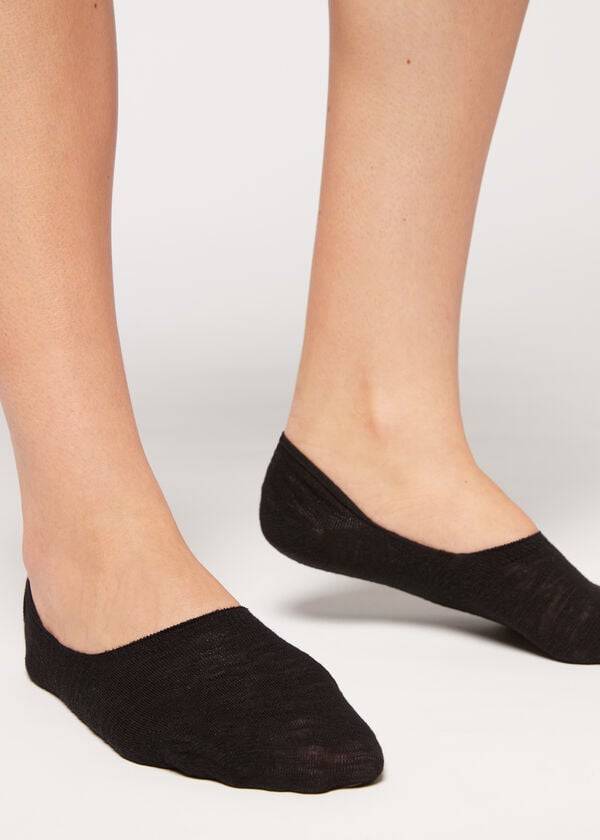 Calcetines Calzedonia Linen and Viscose Invisible Mujer Negros | MX1974QZ