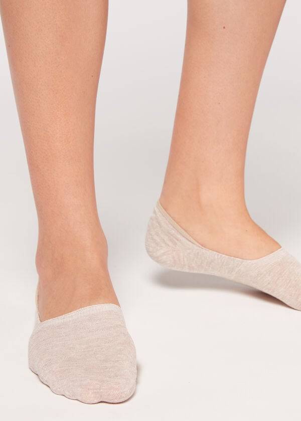 Calcetines Calzedonia Linen and Viscose Invisible Mujer Beige | MX1975WY