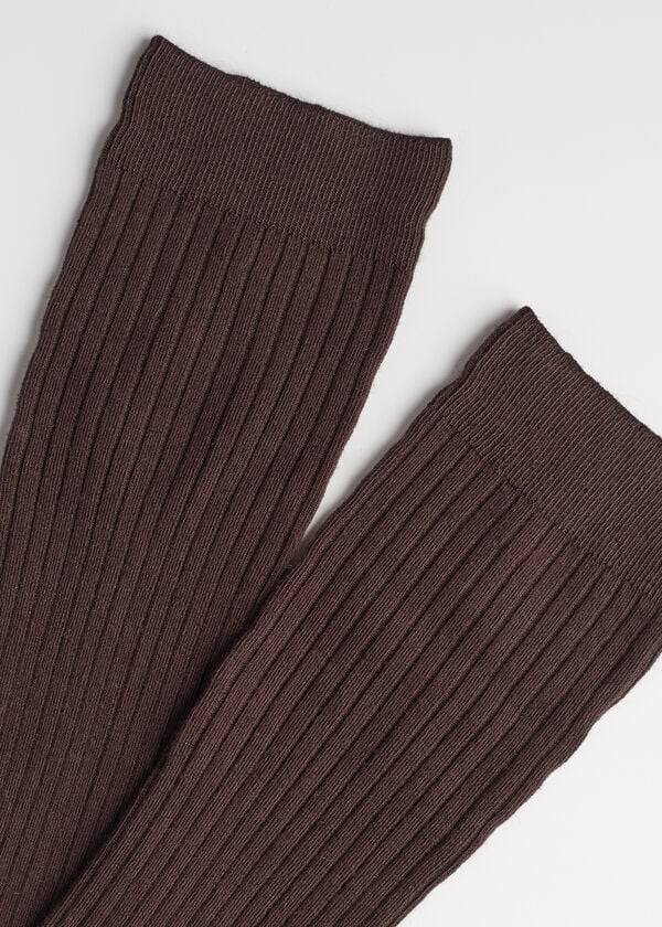 Calcetines Calzedonia Long Acanalado Cashmere Mujer Marrom | MX1946NB