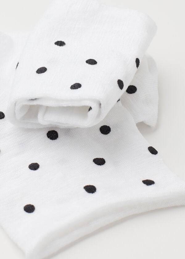 Calcetines Calzedonia Polka Dot Motif Corta with Linen Mujer Blancos | MX1723PQ