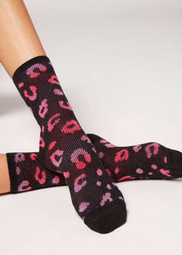 Calcetines Calzedonia Spotted Cashmere Corta Mujer Negros Rosas | MX1651HK