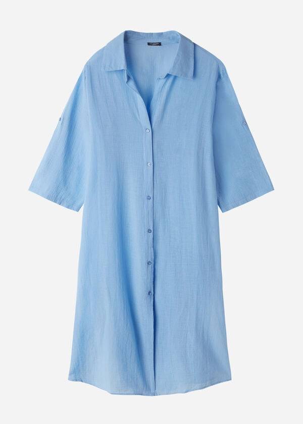 Cubrirlos Calzedonia Algodon Maxi Shirt Mujer Azules | MX2122LH