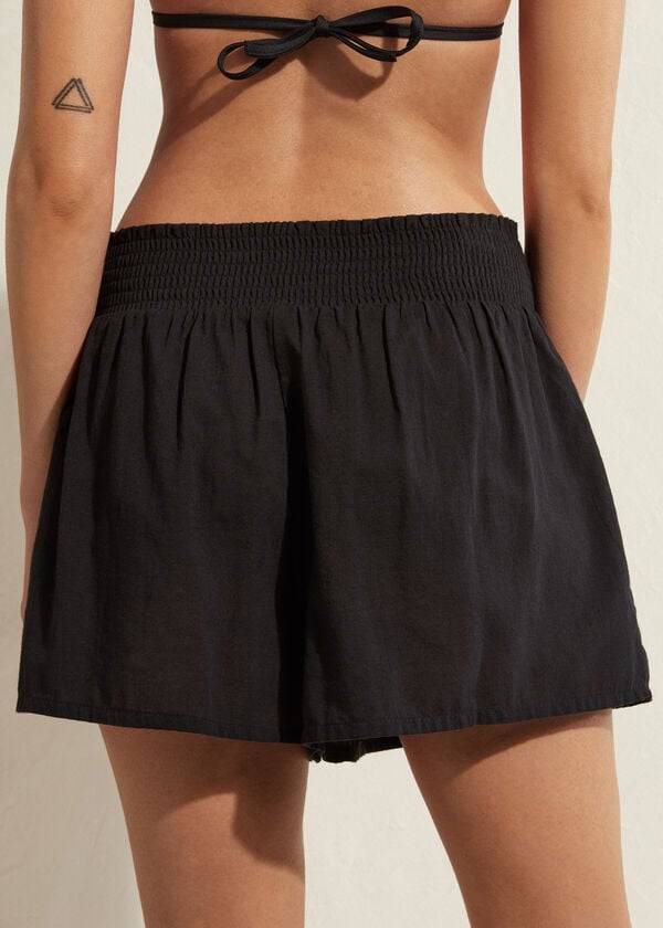 Cubrirlos Calzedonia Algodon Shorts Mujer Negros | MX2066GL