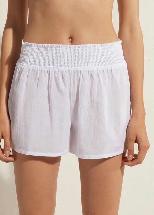 Cubrirlos Calzedonia Algodon Shorts Mujer Blancos | MX2067HK