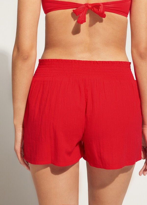 Cubrirlos Calzedonia Algodon Shorts Mujer Rojos | MX2069KI