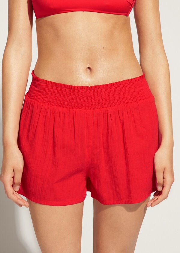 Cubrirlos Calzedonia Algodon Shorts Mujer Rojos | MX2069KI