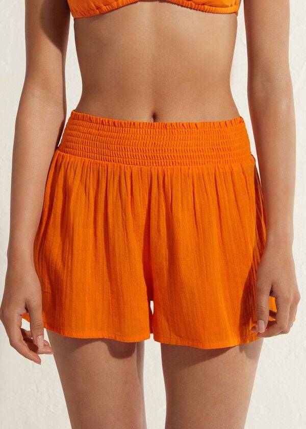 Cubrirlos Calzedonia Algodon Shorts Mujer Naranjas | MX2070LH