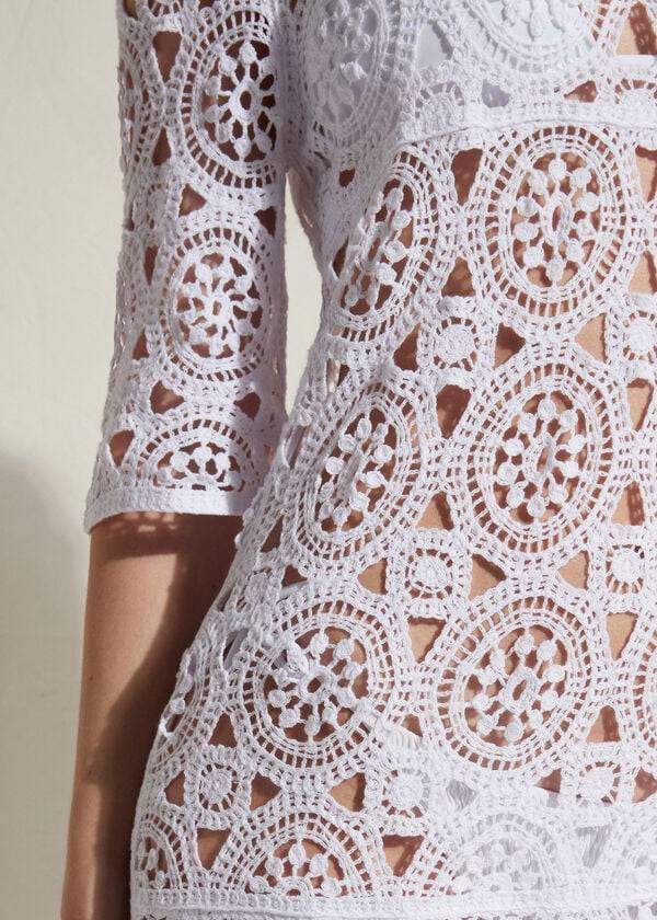 Cubrirlos Calzedonia Crochet Vestido Mujer Blancos | MX2120JJ