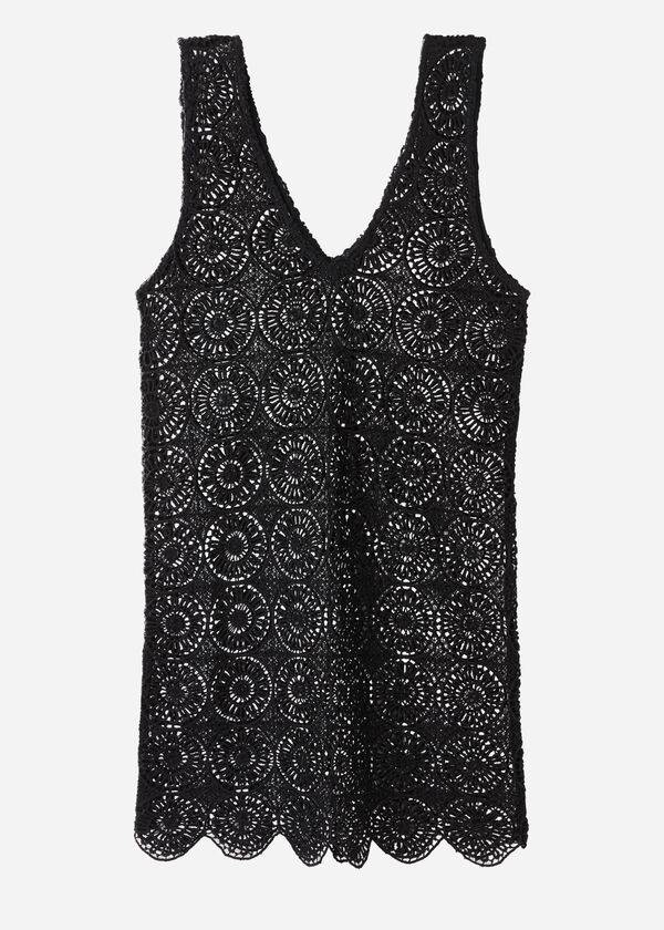 Cubrirlos Calzedonia Geometric Crochet Vestido Mujer Negros | MX2109YU