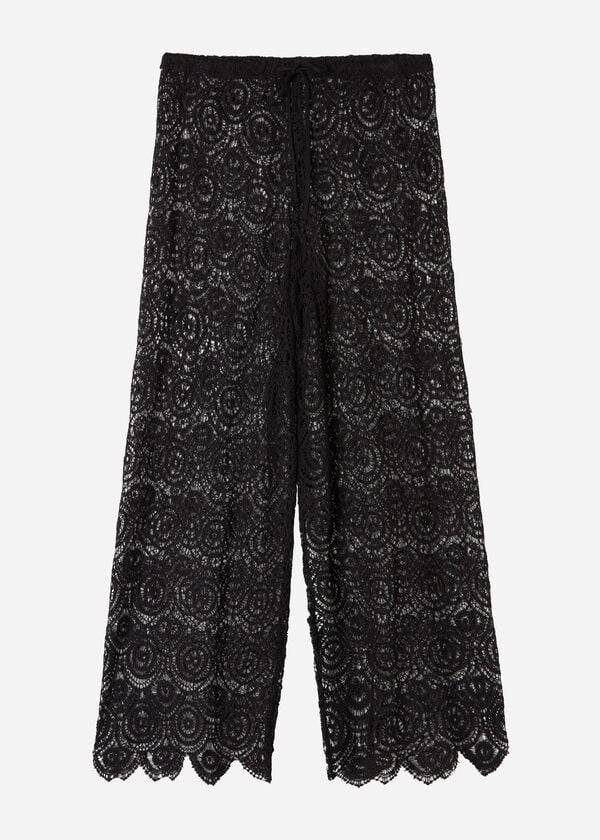 Cubrirlos Calzedonia Long Crochet Pants Mujer Negros | MX2058UT