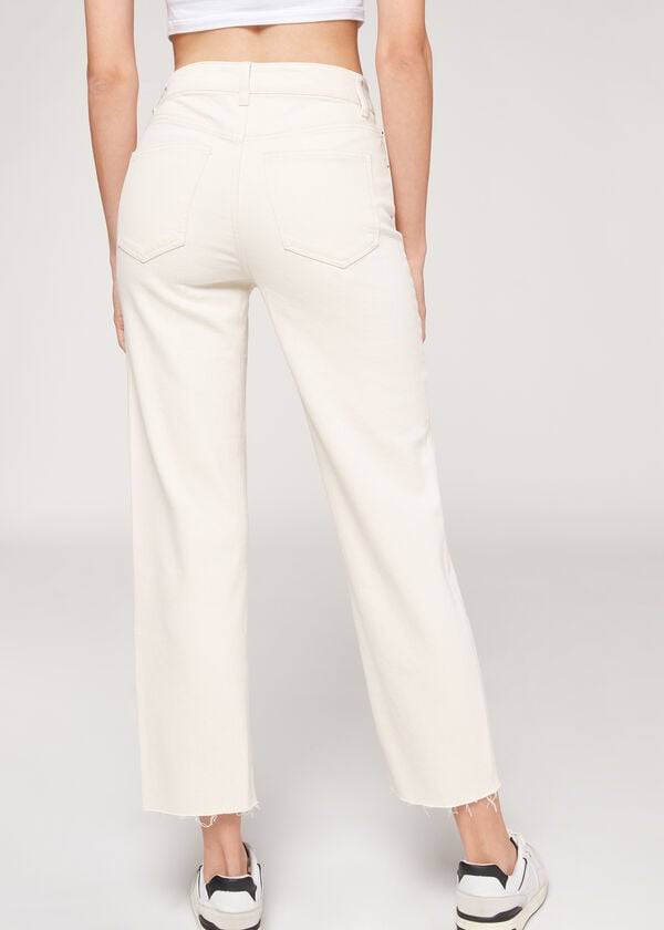 Jeans Calzedonia Cropped Directo-Leg Mujer Blancos | MX1626JJ