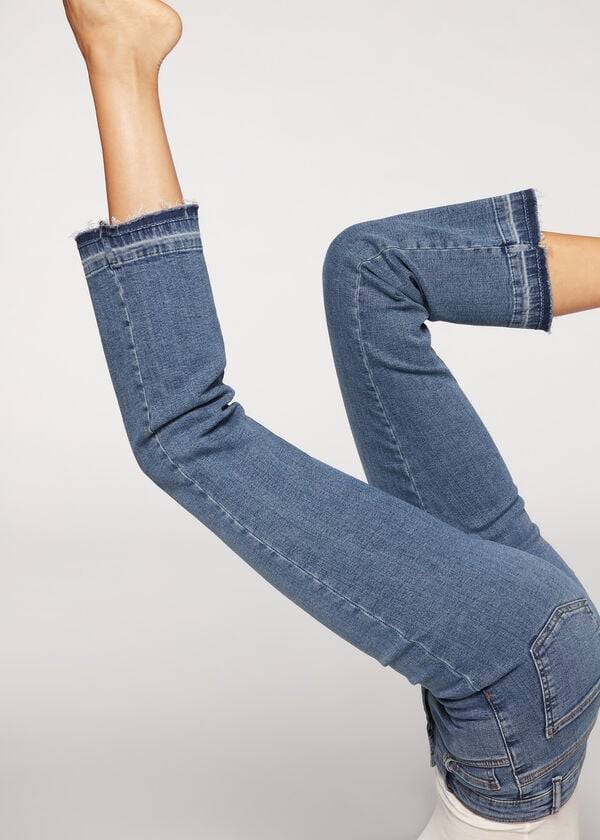 Jeans Calzedonia Cropped Flare Mujer Azules | MX1628LH