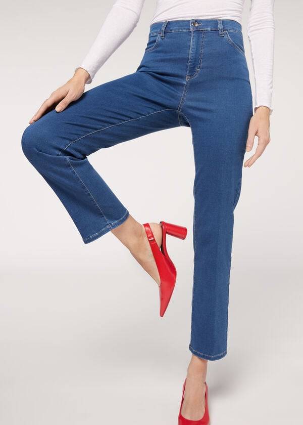 Jeans Calzedonia Eco Comodidad Mujer Azules | MX1622DN