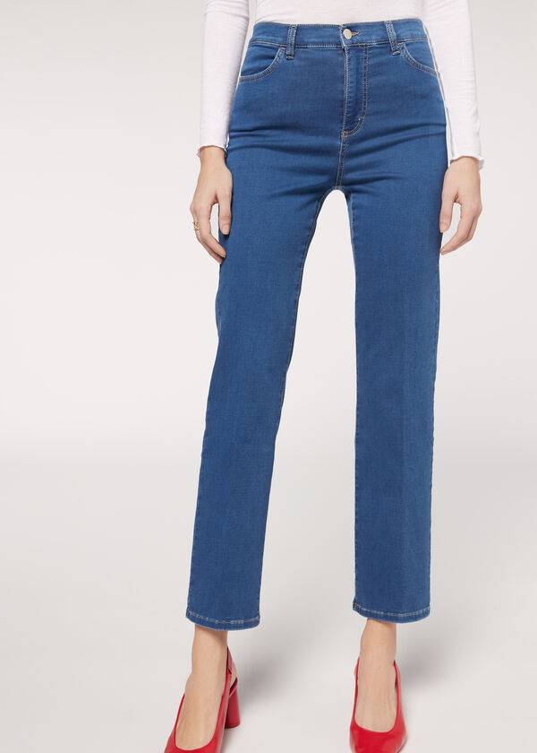 Jeans Calzedonia Eco Comodidad Mujer Azules | MX1622DN