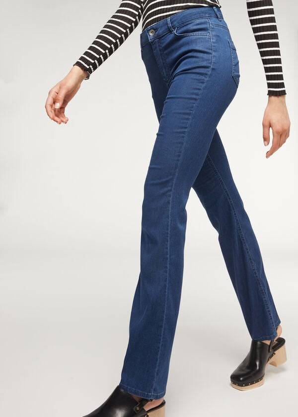 Jeans Calzedonia Eco Light Flared Denim Mujer Azul Marino | MX1614TV