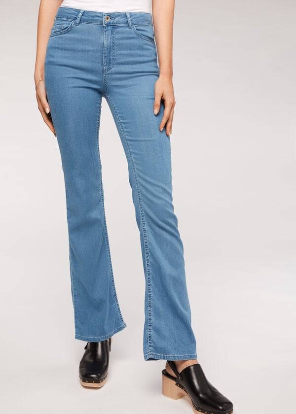 Jeans Calzedonia Eco Light Flared Denim Mujer Azules | MX1615YU