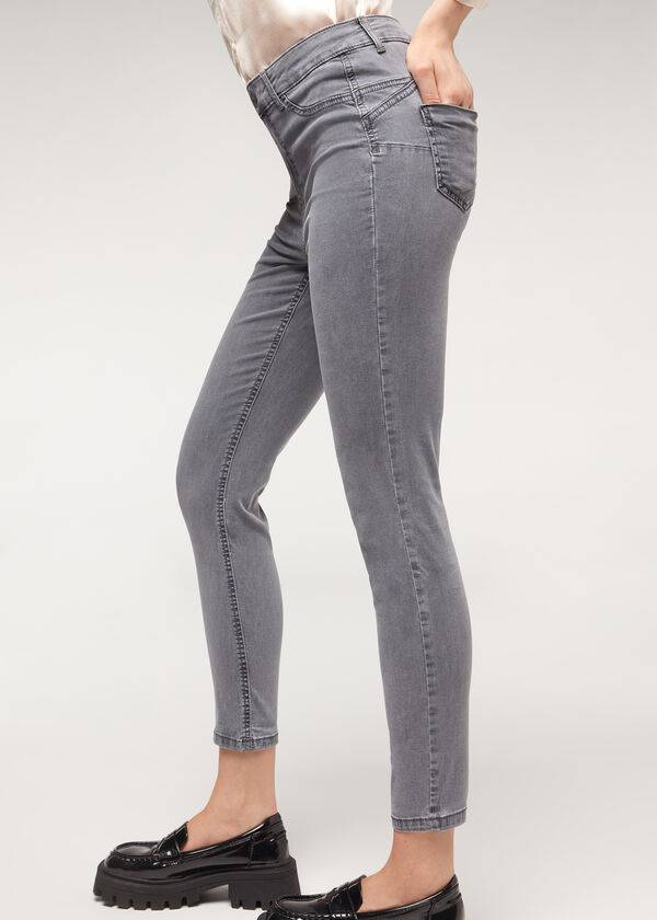 Jeans Calzedonia Eco Light Push Up Denim Mujer Plateados | MX1613RW