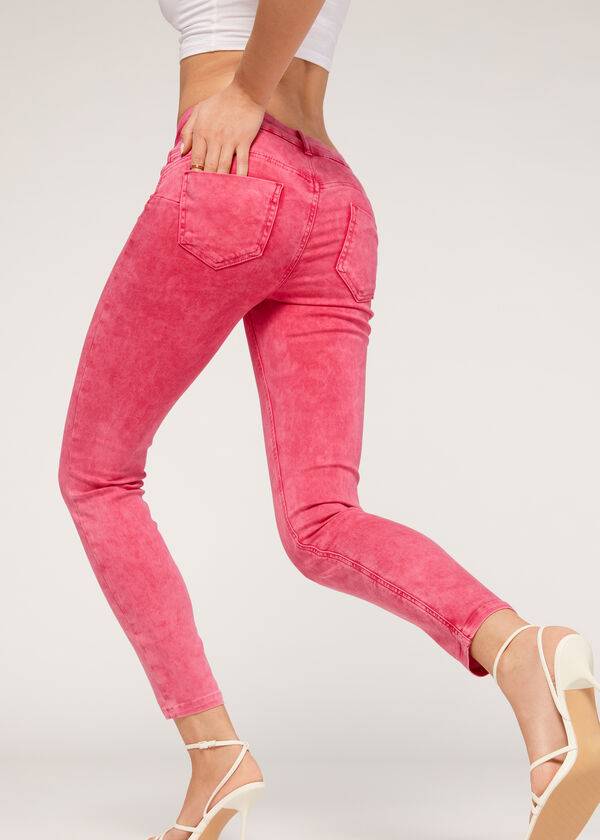 Jeans Calzedonia Faded Flaco Push-Up Mujer Rosas | MX1602LH