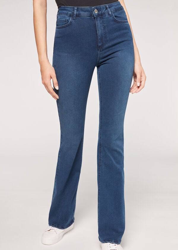 Jeans Calzedonia Flared Mujer Azules | MX1598GL