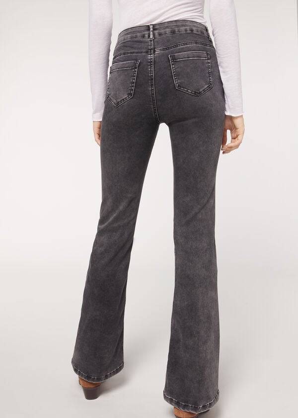 Jeans Calzedonia Flared Mujer Grises | MX1596DN