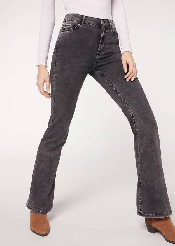 Jeans Calzedonia Flared Mujer Grises | MX1596DN