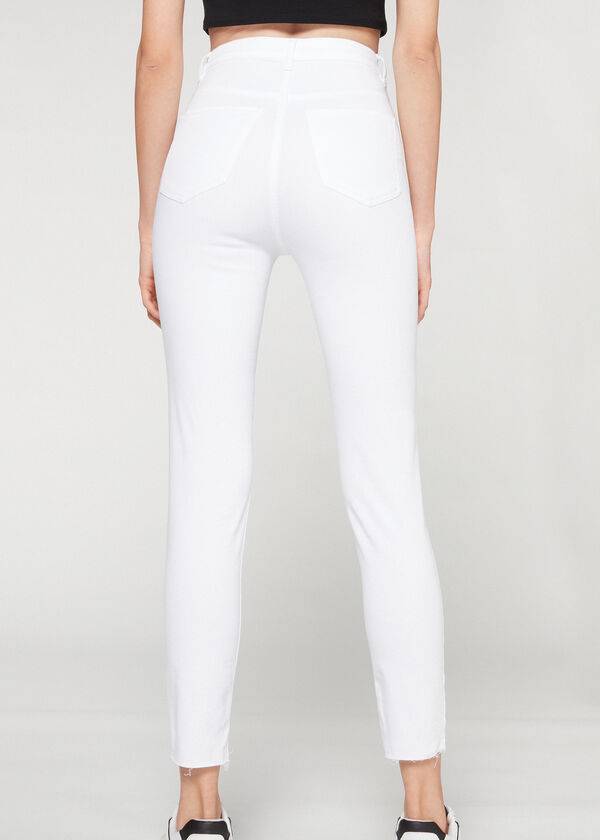 Jeans Calzedonia High-Cintura Flaco Mujer Blancos | MX1589YU