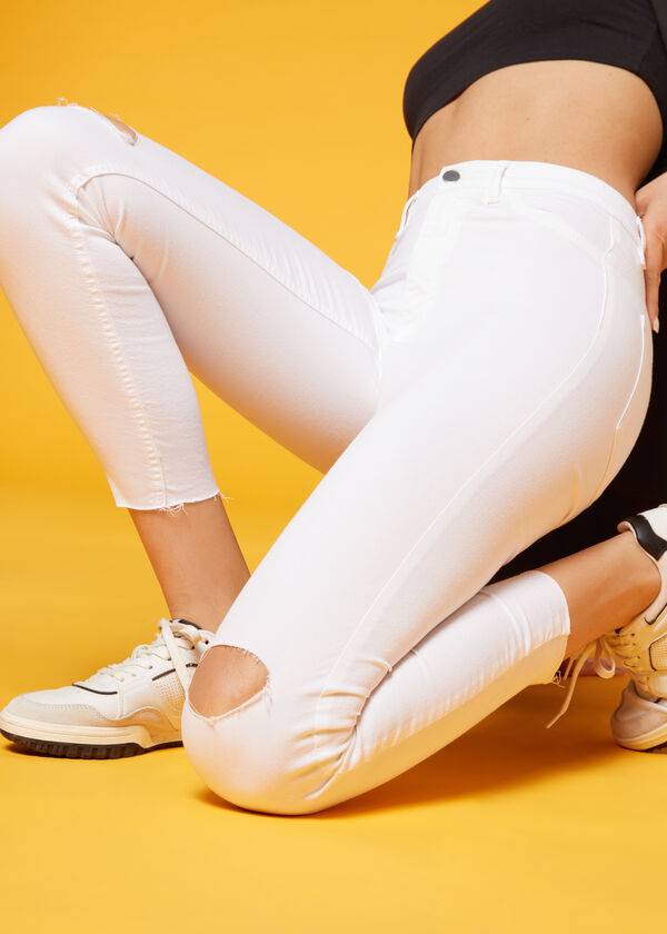 Jeans Calzedonia High-Cintura Flaco Mujer Blancos | MX1589YU