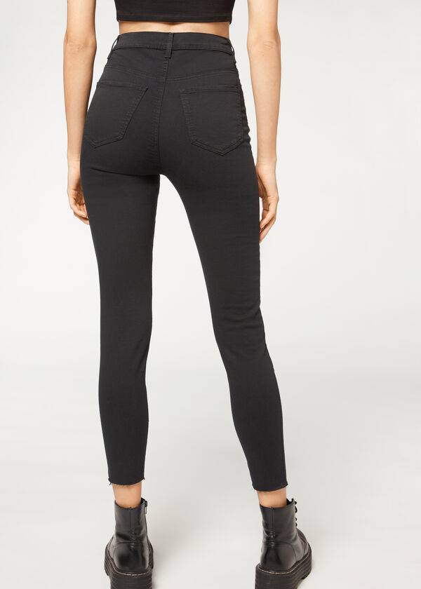 Jeans Calzedonia High-Cintura Flaco Mujer Negros | MX1590UT