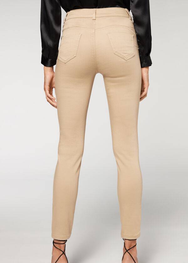 Jeans Calzedonia Push-up and soft touch Mujer Beige | MX1585WY