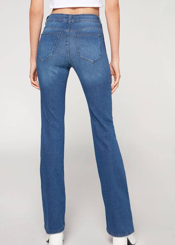 Jeans Calzedonia Super Flex Denim High Cintura Bootcut Mujer Azules | MX1577ZG