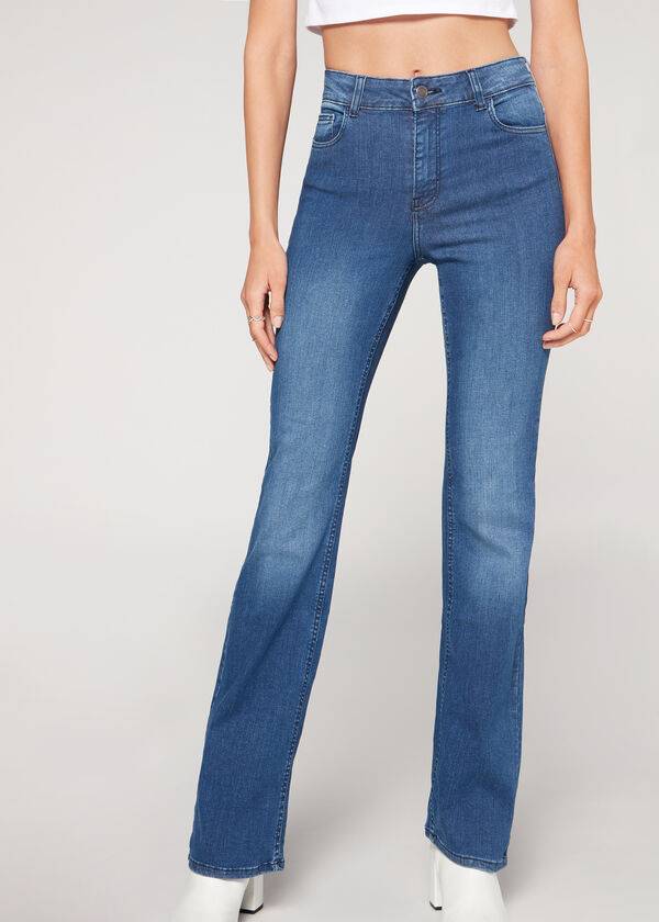 Jeans Calzedonia Super Flex Denim High Cintura Bootcut Mujer Azules | MX1577ZG