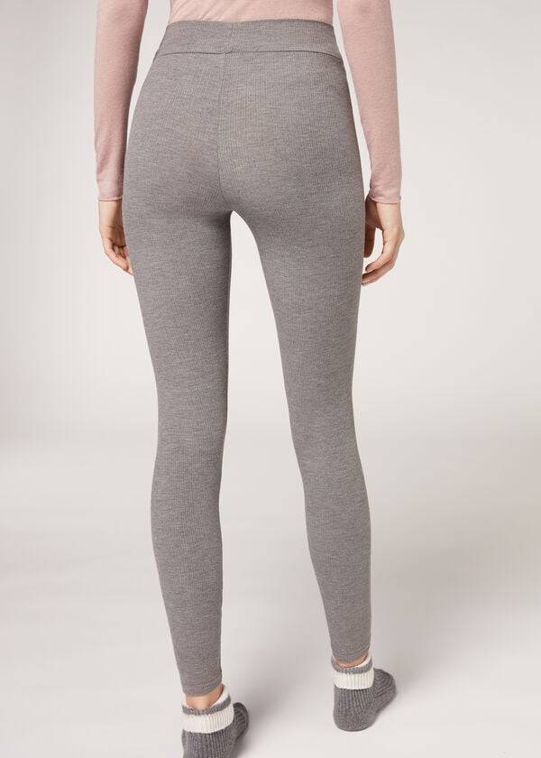 Leggins Calzedonia Acanalado with Cashmere Mujer Grises | MX1515PQ