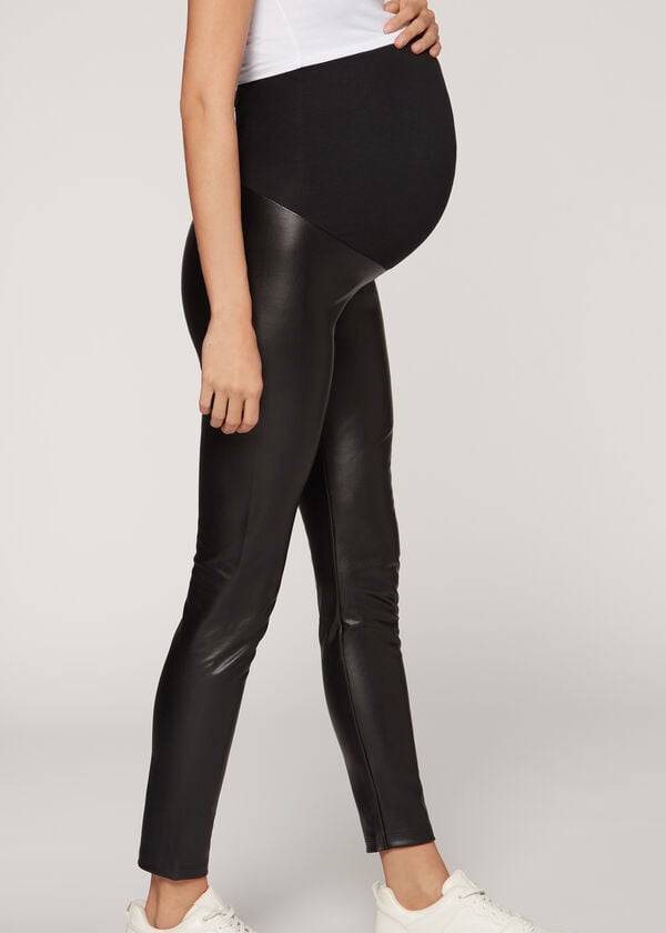 Leggins Calzedonia Coated Thermal Maternity Mujer Negros | MX1561RW