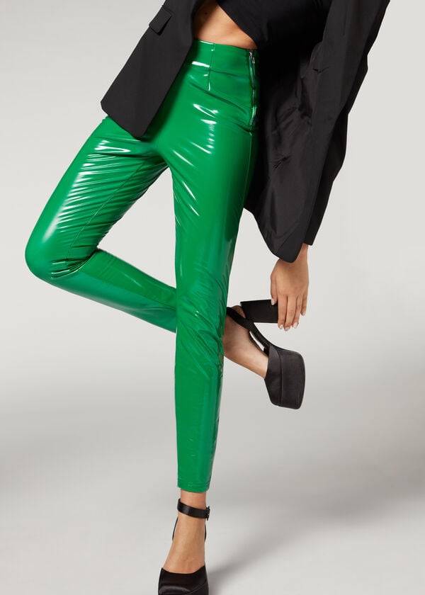 Leggins Calzedonia Flaco in Thermal Vinyl Mujer Verdes | MX1504NB