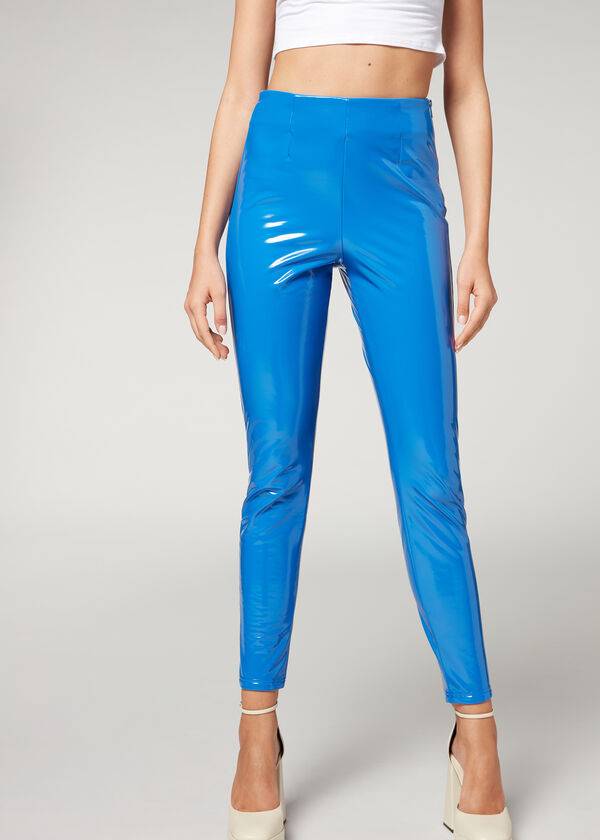 Leggins Calzedonia Flaco in Thermal Vinyl Mujer Azules | MX1506QZ