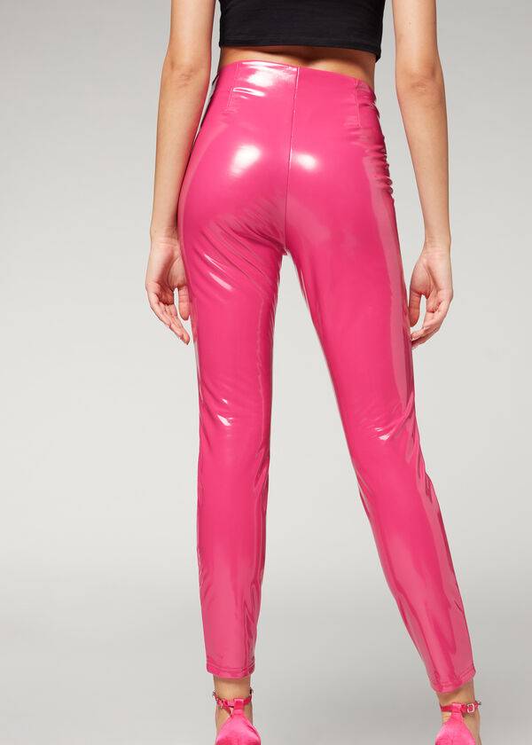 Leggins Calzedonia Flaco in Thermal Vinyl Mujer Rosas | MX1507WY