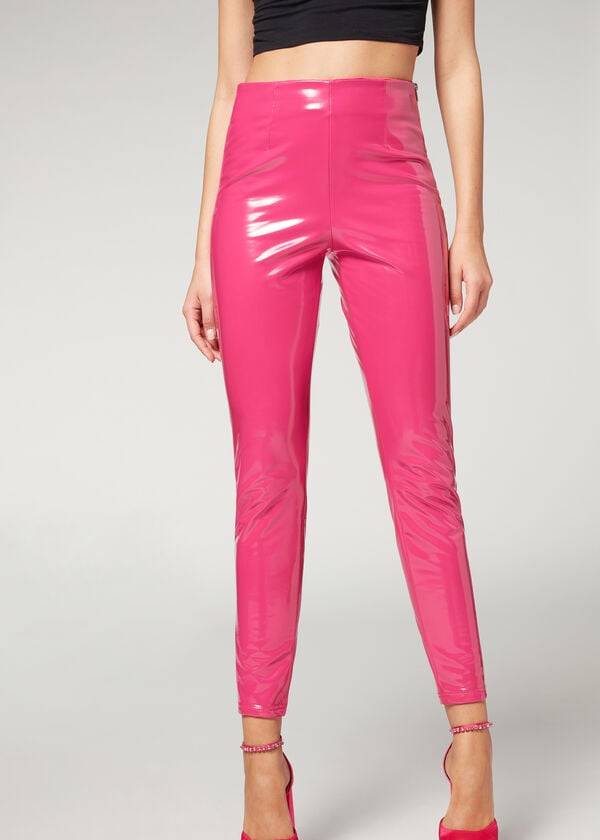 Leggins Calzedonia Flaco in Thermal Vinyl Mujer Rosas | MX1507WY