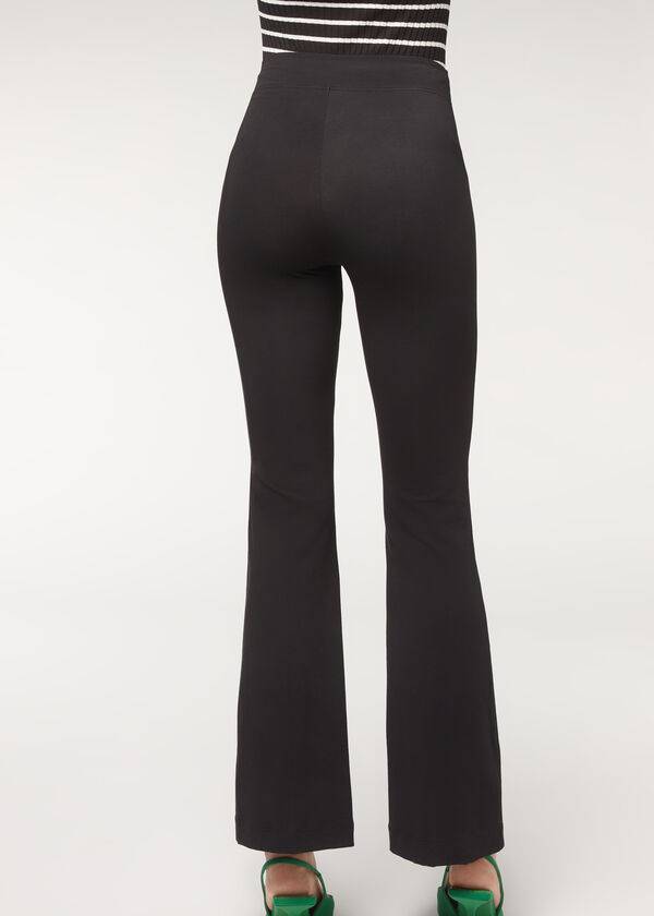 Leggins Calzedonia Flared in Supima Ultra Light Algodon Mujer Negros | MX1537YU