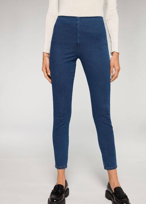 Leggins Calzedonia High Cintura Flaco Denim Mujer Azules | MX1533WY