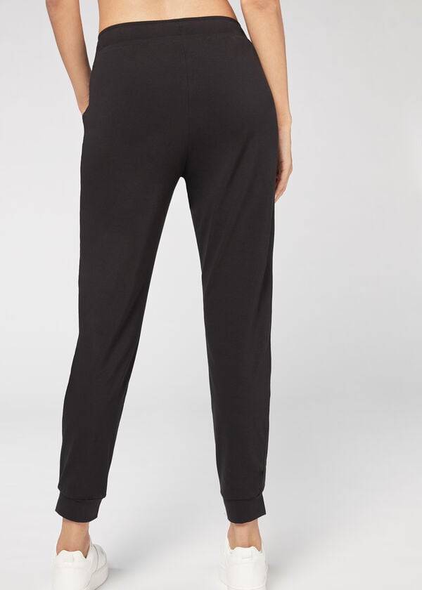 Leggins Calzedonia Jogger in Ultra Light Supima Algodon Mujer Negros | MX1529BC